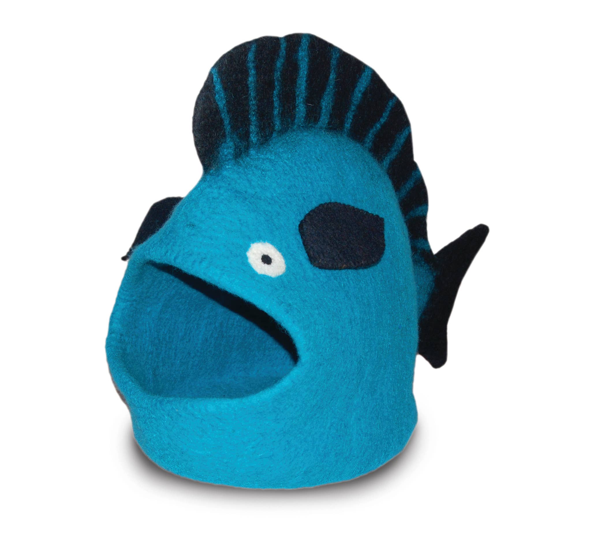 Fish Wool Pet Cave: White/ Grey